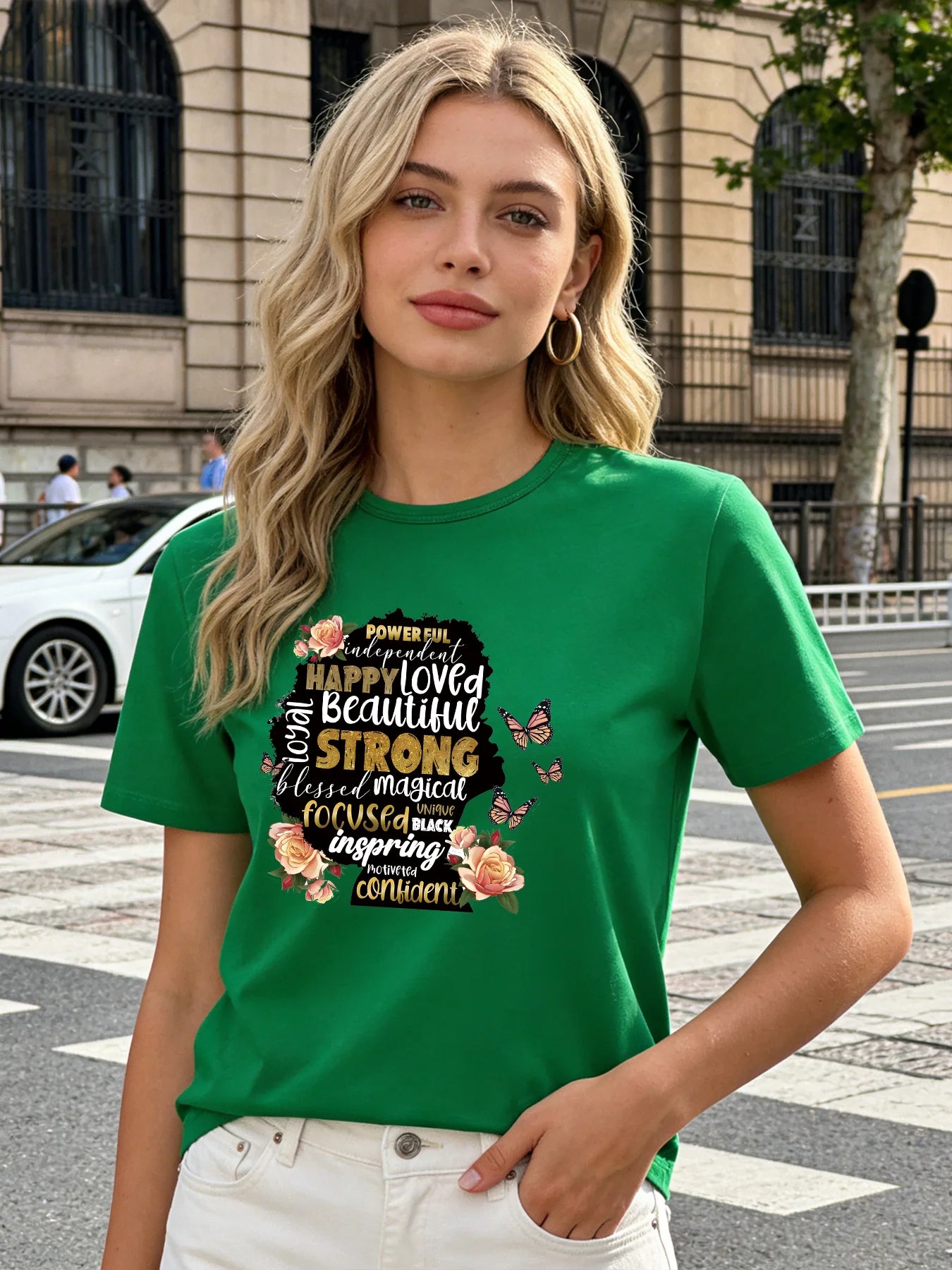 2026 Spring/Summer New Women's Casual Loose Letter Print Crew Neck T-Shirt
