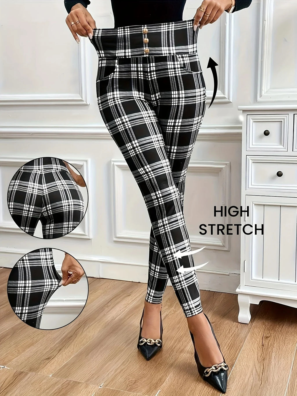 Damenhosen Leggings Lässig Bedruckt Kariert Schmal Eng Bleistift Cropped Hosen Gestreift Streetwear Damen Y2k Cargohosen Damen