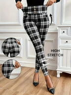 Damenhosen Leggings Lässig Bedruckt Kariert Schmal Eng Bleistift Cropped Hosen Gestreift Streetwear Damen Y2k Cargohosen Damen