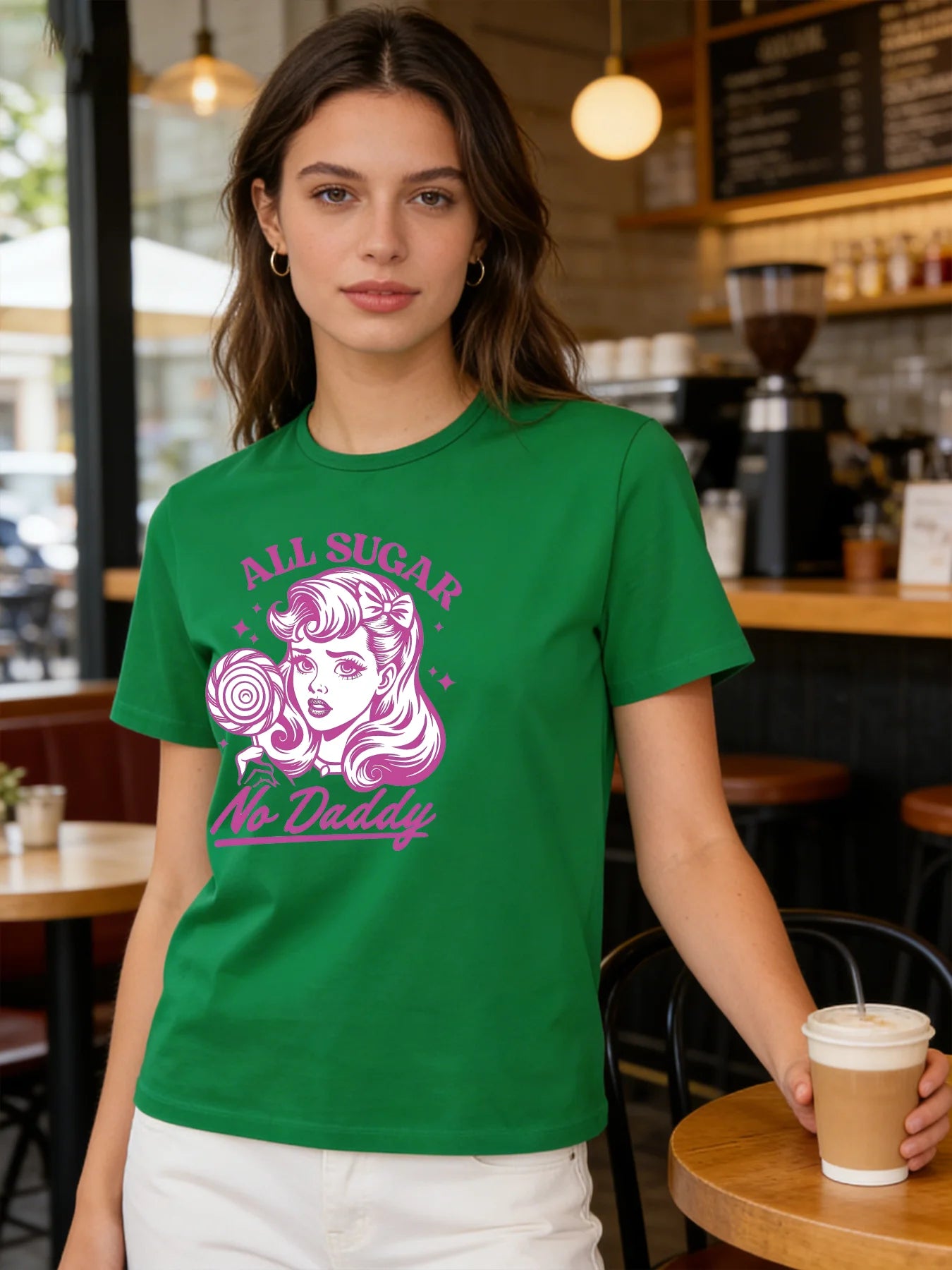 2026 Spring/Summer New Women's T-shirt Retro Poster Girl Pattern T-shirt Casual Round Neck Short Sleeve Top