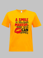 2026 Spring/Summer New Women's Casual Smile Letter Lips Print T-Shirt Top Vintage Clothes