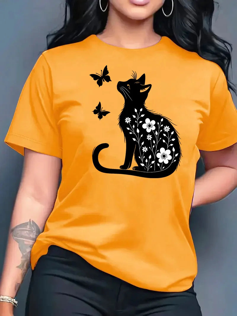 2026 Summer New Fashion Casual Simple Versatile Round Neck Printed Short Sleeve T-Shirt Women Clothing
