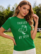 2026 Spring/Summer New Women's Fashion Casual Loose Round Neck Simple Letter Print Short Sleeve T-Shirt Top Shirts for Women