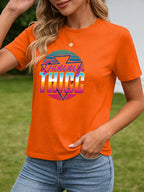 2026 Spring/Summer New Women's T-shirt Retro 80s Pattern T-shirt Casual Round Neck Short Sleeve Top