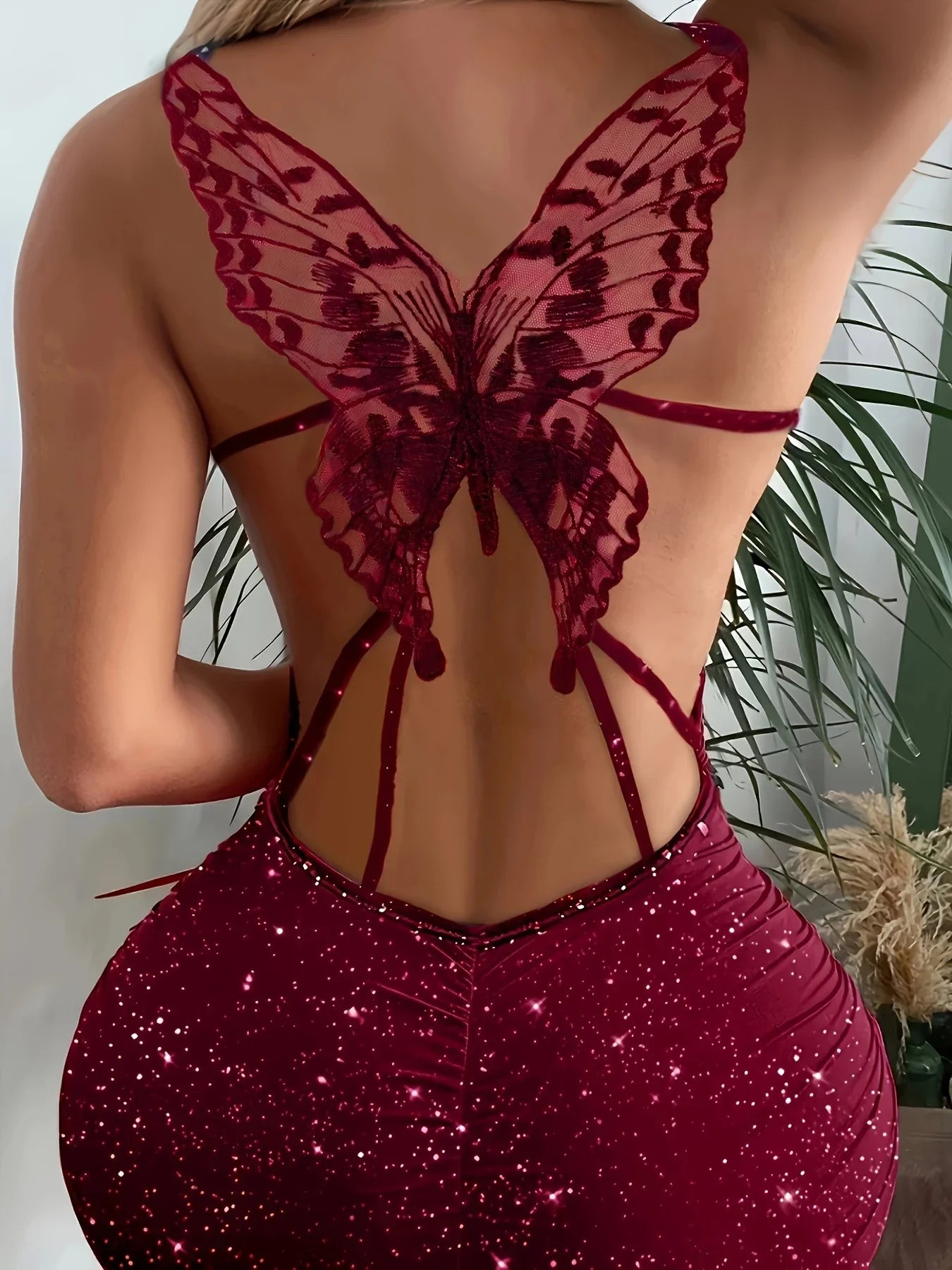 Dress for Women Summer Fashion Sequined Halter Backless Butterfly Sexy Party Nightclub Dress Bodycon Evening Dress