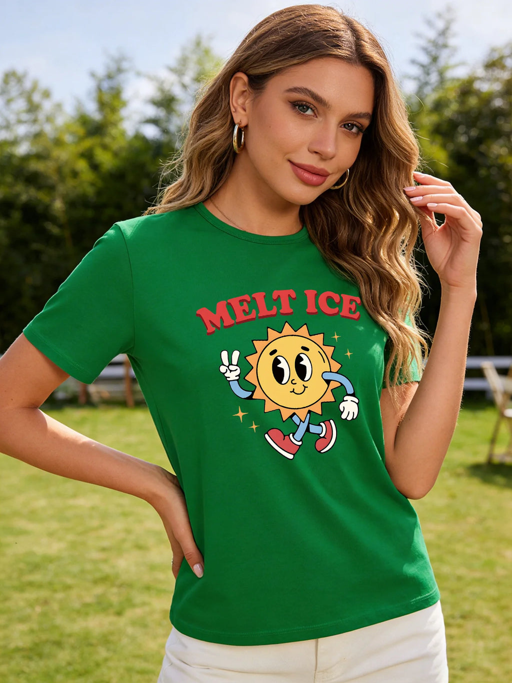 2026 Spring Summer Women Cartoon Letter Print T Shirt Casual Loose O Neck Short Sleeve Tee Tops