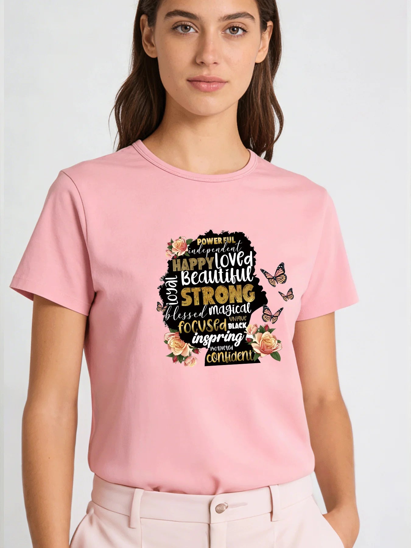 2026 Spring/Summer New Women's Casual Loose Letter Print Crew Neck T-Shirt