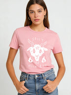 Spicy Heck Boy Goat T Shirt Women Gothic Occult Pentagram Graphic Tee 2026 Spring Summer Round Neck Short Sleeve Tops