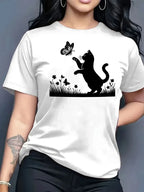 2026 New Summer Women's Printed Round Neck Fashionable Casual Versatile Short-Sleeve T-Shirt Top Y2k Top