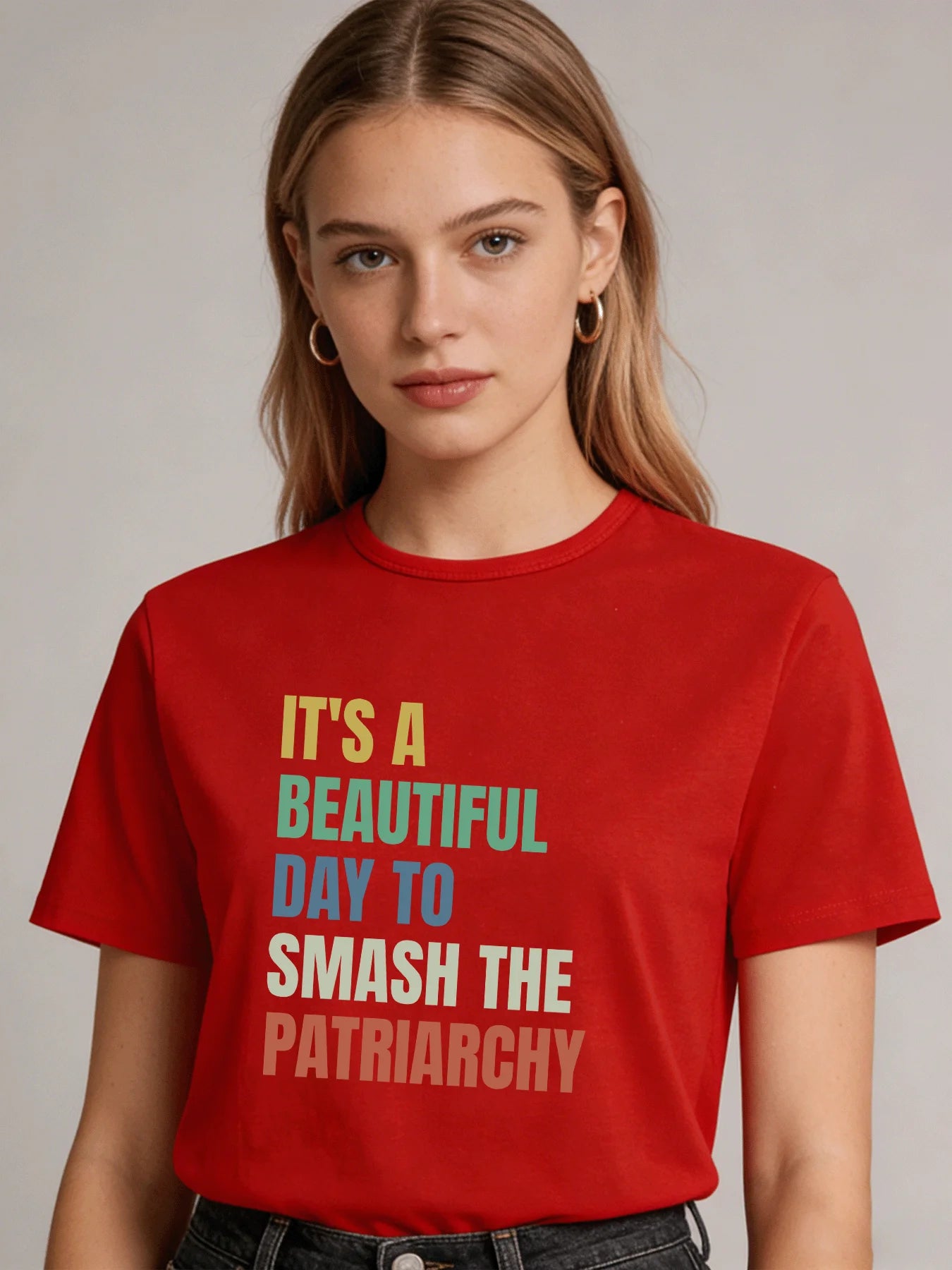 2026 Spring/Summer New Women's Fashion Casual Loose Round Neck Simple Letter Print Short Sleeve T-Shirt Top