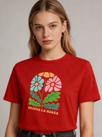 2026 Spring Summer New Women Floral Print T-Shirt Loose O Neck Short Sleeve Casual Tee Tops 7 Colors