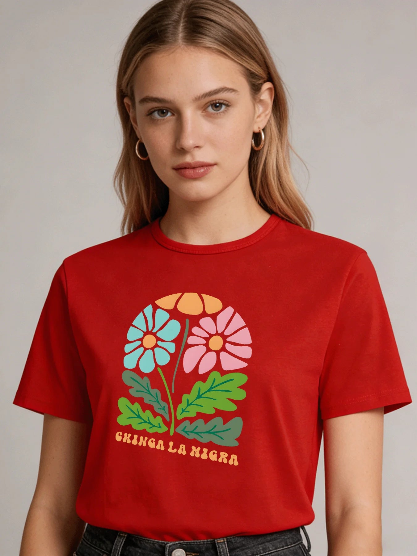 2026 Spring Summer New Women Floral Print T-Shirt Loose O Neck Short Sleeve Casual Tee Tops 7 Colors