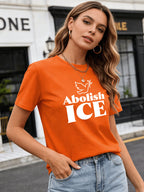2026 Spring/Summer New Women's Fashion Casual Loose Round Neck Simple Letter Print Short Sleeve T-Shirt Top