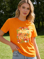 Made It Out of Bed T Shirt Women Funny Cottagecore Mushroom Floral Graphic Tee Spring Summer Round Neck Short Sleeve Tops