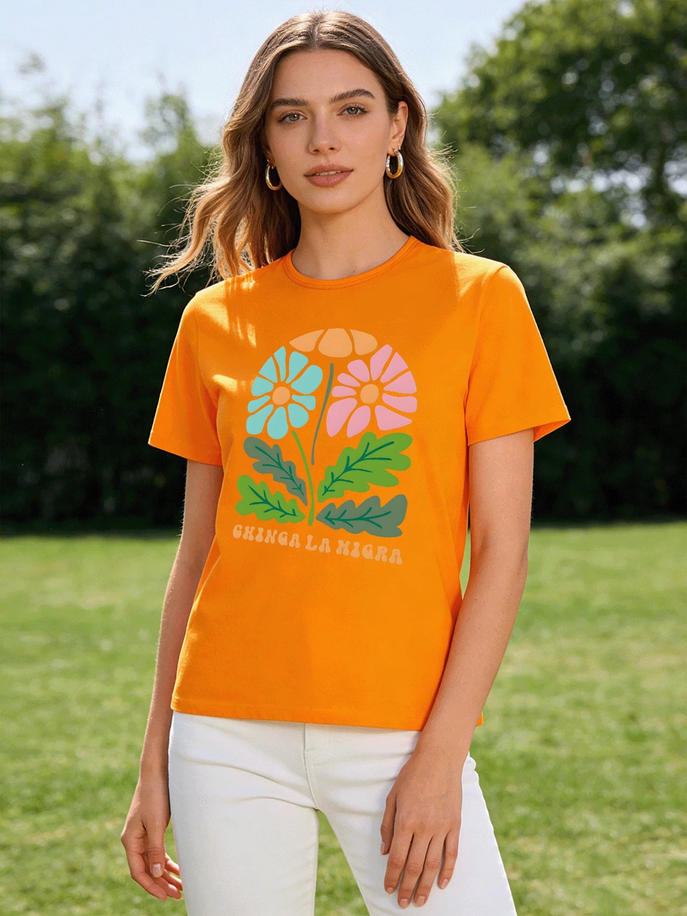 2026 Spring Summer New Women Floral Print T-Shirt Loose O Neck Short Sleeve Casual Tee Tops 7 Colors