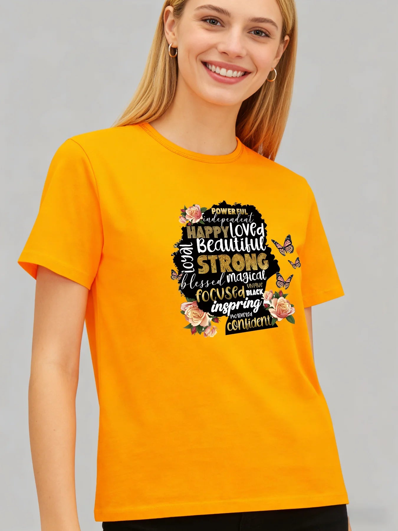 2026 Spring/Summer New Women's Casual Loose Letter Print Crew Neck T-Shirt