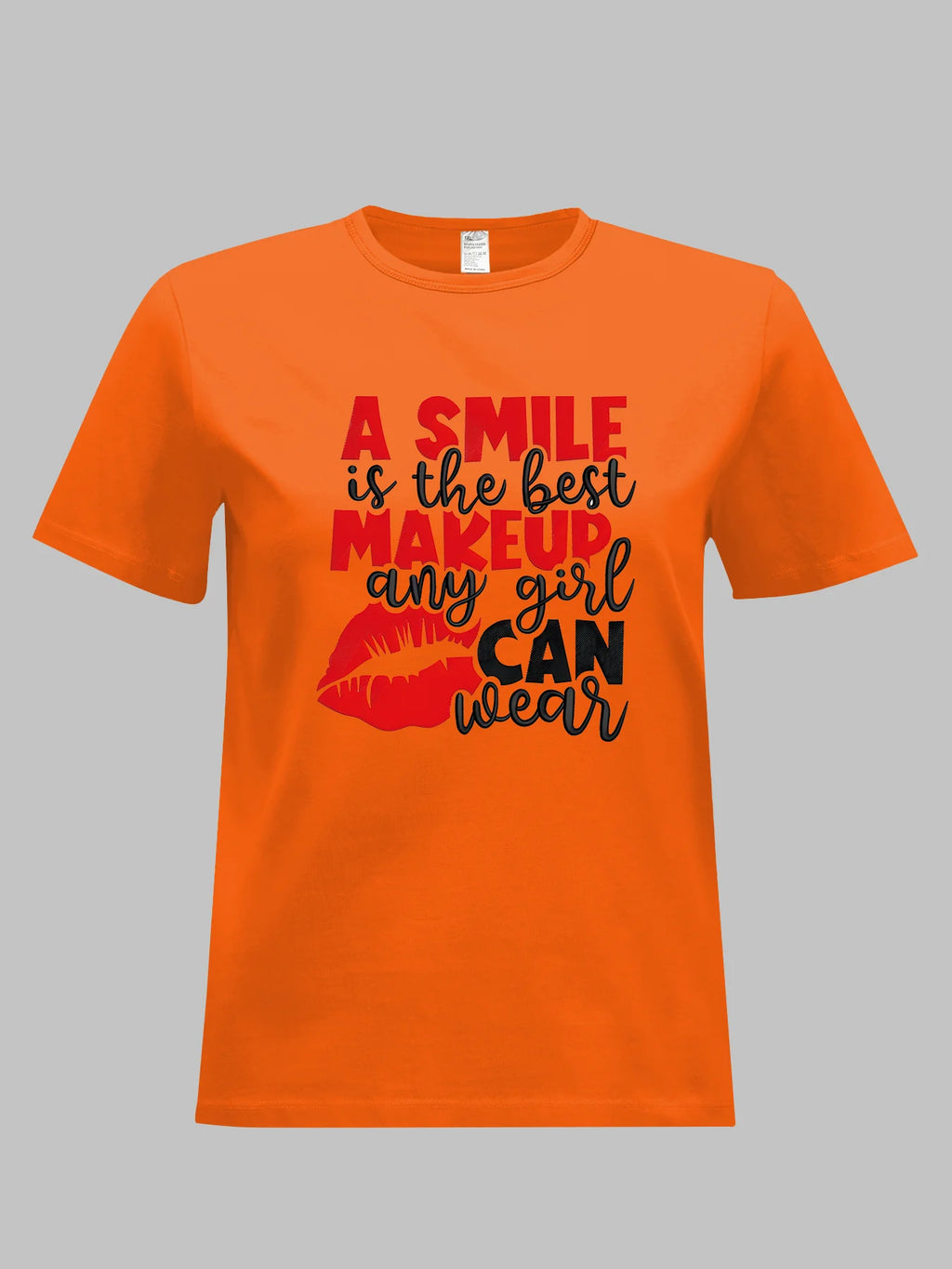 2026 Spring/Summer New Women's Casual Smile Letter Lips Print T-Shirt Top Vintage Clothes