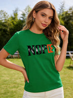 Women's "NOPE" Graphic Tee – Casual Short Sleeve Cotton T-Shirt in Orange