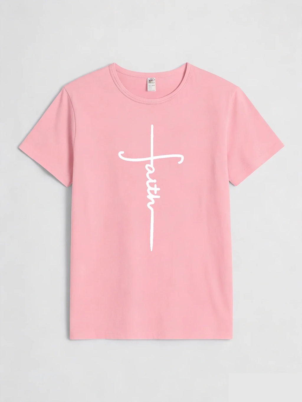 Faith Cross T Shirt Women Christian Faith Graphic Tee Casual Round Neck Short Sleeve Tops