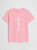 Faith Cross T Shirt Women Christian Faith Graphic Tee Casual Round Neck Short Sleeve Tops