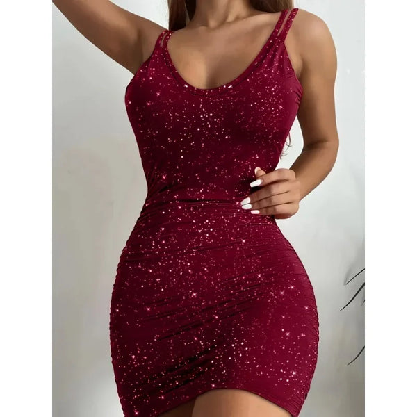 Dress for Women Summer Fashion Sequined Halter Backless Butterfly Sexy Party Nightclub Dress Bodycon Evening Dress