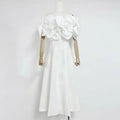 Tube Top Long Dress 2025 Early Spring New Three-Dimensional Flower Waist Slimming Celebrity Style Solid Color Dress