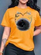 2026 New Summer Women's Printed Round Neck Fashionable Casual Versatile Short-Sleeve T-Shirt Top Y2k Top