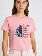 I Am Enough Sunflower T Shirt Women Inspirational Affirmation Graphic Tee Casual Round Neck Short Sleeve Tops