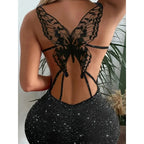 Dress for Women Summer Fashion Sequined Halter Backless Butterfly Sexy Party Nightclub Dress Bodycon Evening Dress