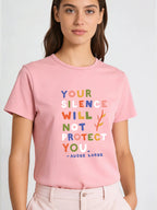 2026 Spring/Summer New Women's Fashionable Loose-fitting Simple Celebrity Quote Print T-shirt Short-sleeved Top