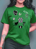 2026 Summer New Women's Round Neck Fashion Casual Loose Animal Print T-Shirt Short Sleeve Top